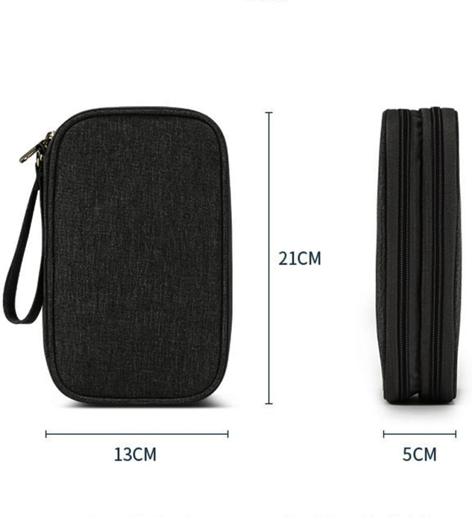 ECVV Cable Organizer Bag Portable Tech Travel Pouch with Zipper Multiple Electronic Storage Pockets For Cable, Cord, Charger, Phone, Earphone, SD Card