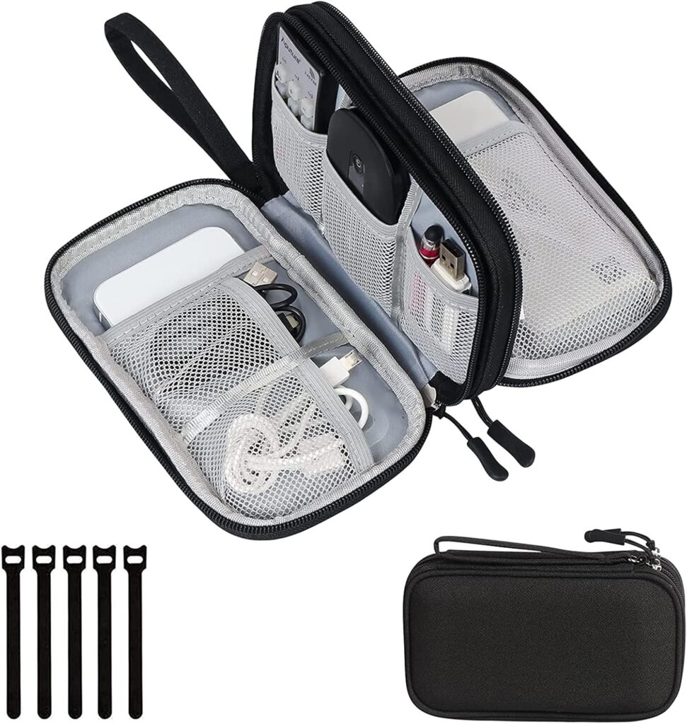 ikeoat Portable Electronic Accessories Bag Organizer, Travel Cable Gadgets Pouch for Charger, USB Cables, SD Memory Cards, Flash Hard Drive, Power Bank, Ear phone, S