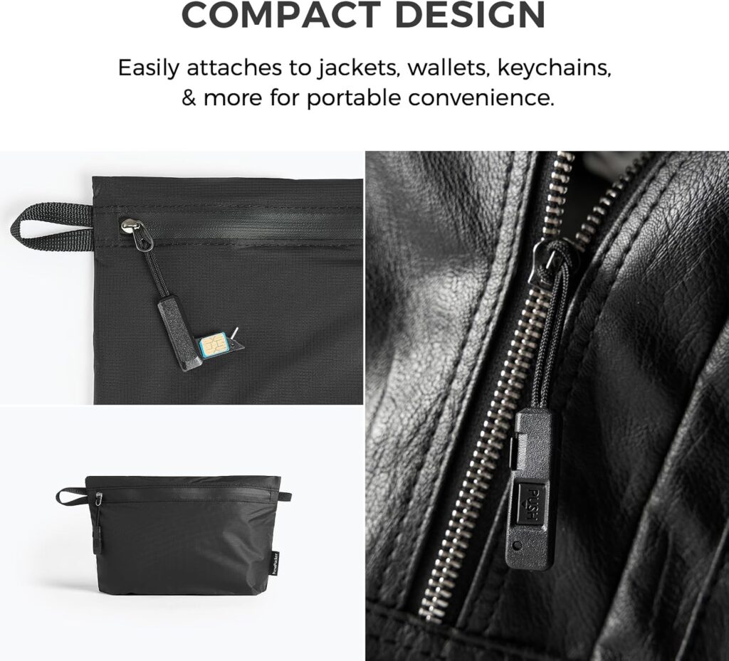 NextPacker Ultralight Pouch with Double Sided Waterproof Zipper Travel Organizer for Tech, Pens, Tool Kits, SIM card, Toiletries, Makeup, Cosmetics  Multitool (Black)