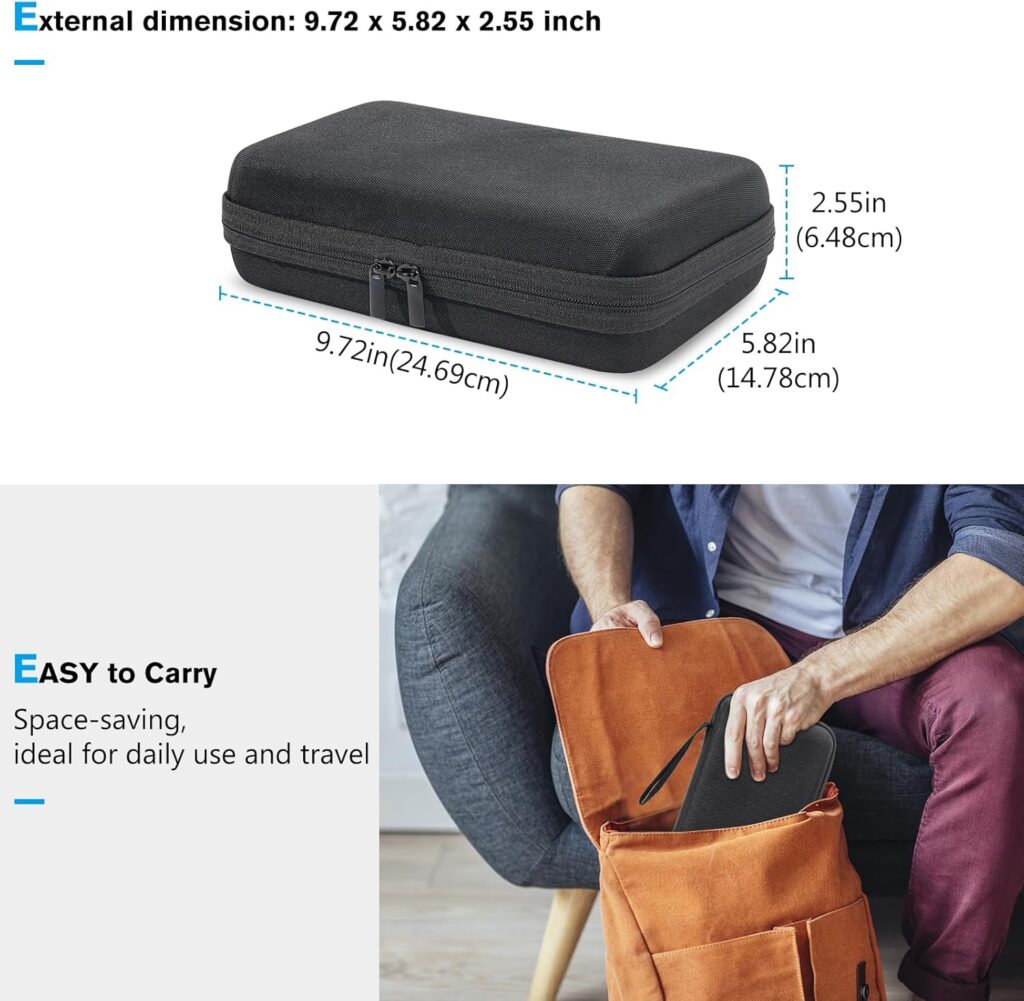 ProCase Hard Travel Tech Organizer Case Bag for Electronics Accessories Charger Cord Portable External Hard Drive USB Cables Power Bank SD Memory Cards Earphone Flash Drive -Black