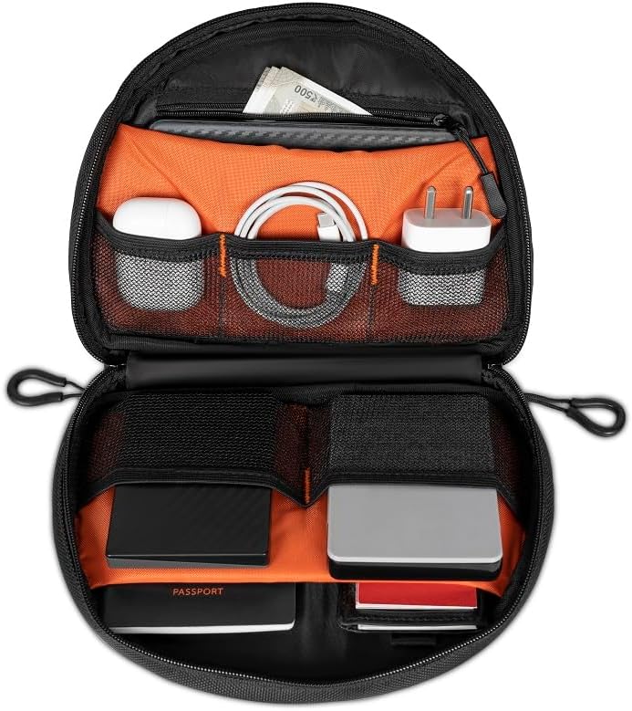 Urban Wolf Tech Pouch: The All-in-One Waterproof Travel Organizer for Cables, Adapters, Chargers,Hard Drives  Other Tech Essentials-Portable Zippered Gadgets Organizer (polyester, pack of 1), Black