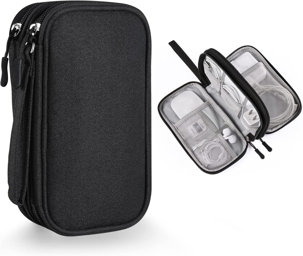 Bevegekos Travel Tech Kit, Universal Carrying Organizer Case Bag for Small Electronics and Accessories, Waterproof (Black)