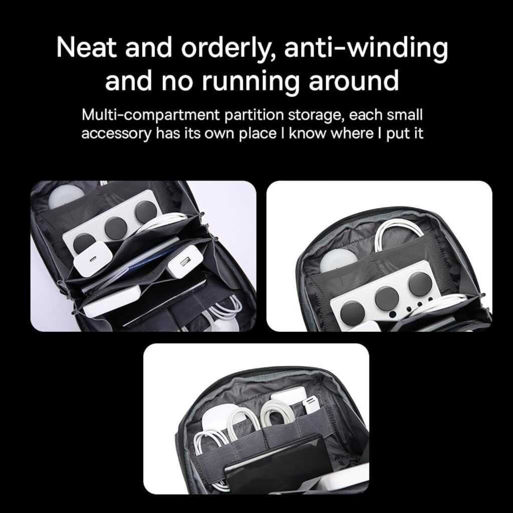 Brave Electronics Bag, Tech Accessories Case, Organizer Case for Travel Electronics, Water-Resistant Shockproof Organizer Pouch Compatible with Charger,Charging Cables,Headphones (BTP-01, Black)