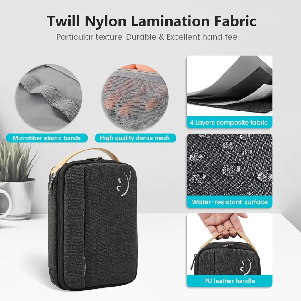 KALEDE® Electronic Accessory Bag, Travel Cable Organizer, Universal Waterproof Portable Cable Organizer for Adapter Memory Cards, USB Cable (Black)