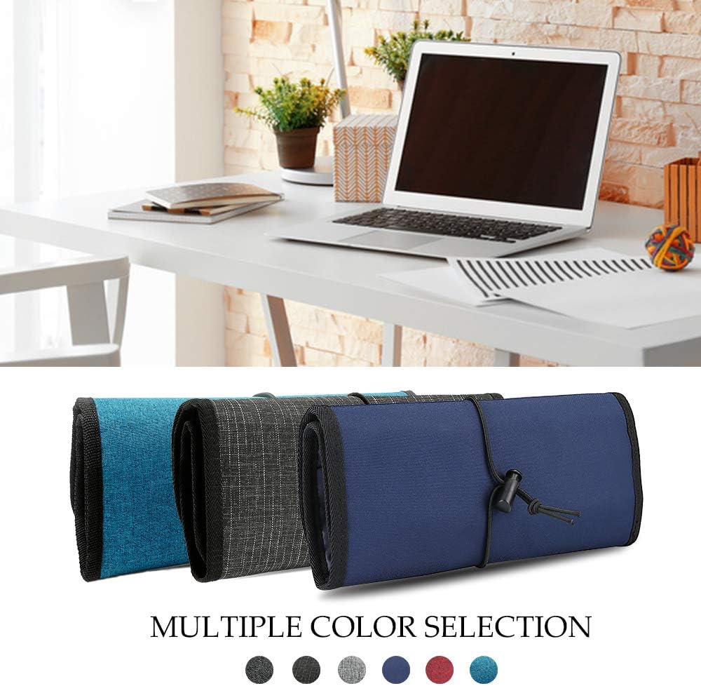 ProCase Electronic Organizer Cord Pouch, Travel Cable Charger Phone Accessories Bag Organizer Roll up Tech Carrying Case for USB Cables SD Memory Cards Earphone Flash Hard Drive