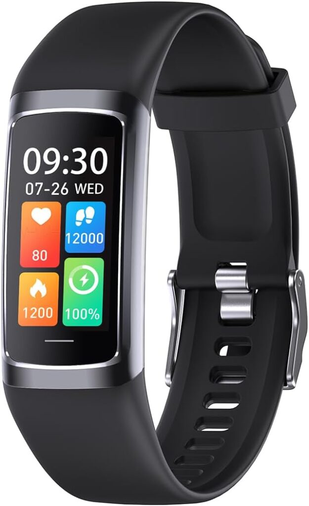 Smart Bracelet Health and Fitness Tracker, Health Monitoring, Blood Oxygen, Heart Rate Monitor  Sleep Monitor, Smartwatch for Android iPhone p6 (Black)