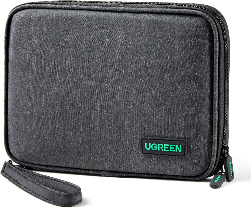 UGREEN Electronic Accessories Bag, Cable Organizer Case Travel Cables Holder Charger Organizer Cables Compatible with iPad Mini 5 4, Mobile Phone, Power Bank, Cables, Hard Disk