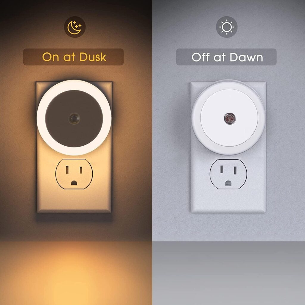 IBAMA LED Night Light 2 Pack Dusk to Dawn Sensor Smart Nightlight Wall Plug for Kids Room Bathroom Bedroom Home Kitchen Hallway Stairway Energy Efficient Round Shape Baby Night Light Warm White