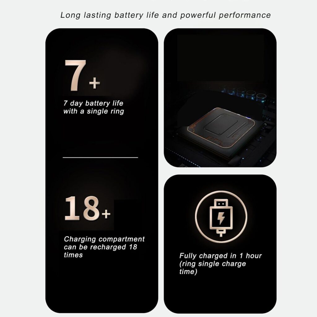 Smart Fitness Ring, IP68 Waterproof Health , Ceramic Stainless Steel Wearable Smart Ring, Support Remote Camera Control, Reshape Your Healthy Life (No. 9)