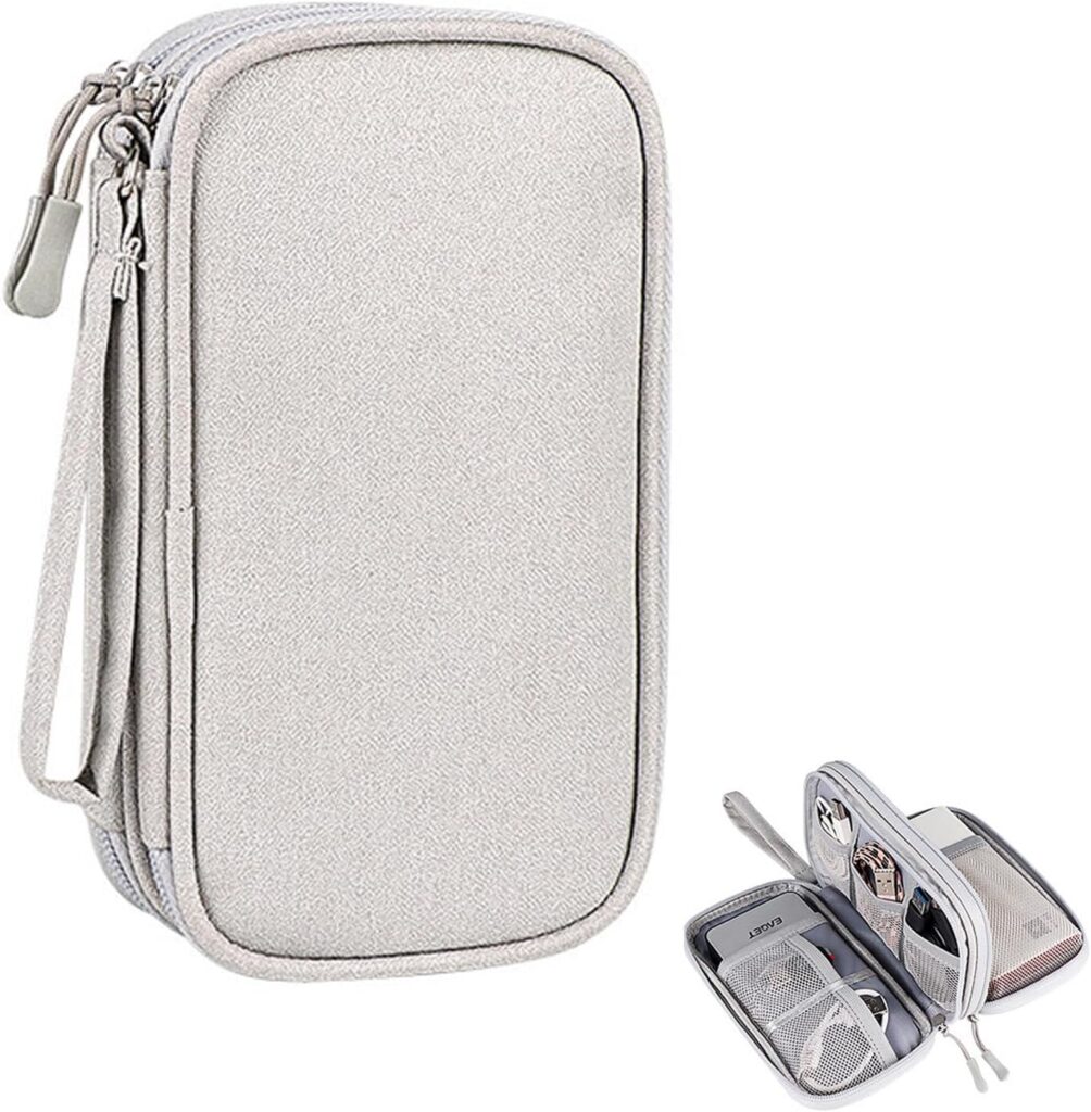 dogmoon Travel Cable Organiser Bag, Electronics Accessories Organiser Bag, Portable Electronics Accessories Organizer, Cord and Gadget Storage Bags for Cables USB Drive Charger Earphone(Bilayer, Grey)