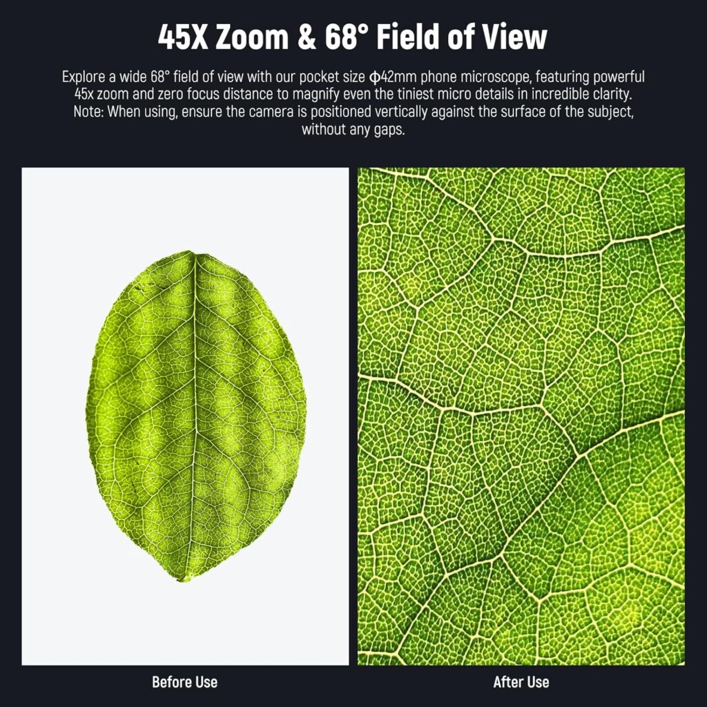 NEEWER 45X Phone Microscope Only for 17mm Thread Backplate, Rechargeable Close Up Zoom Lens w 50mAh Battery, LED Light, Type C Cable Compatible with iPhone Samsung Cage with 17mm Lens Adapter, LS-32