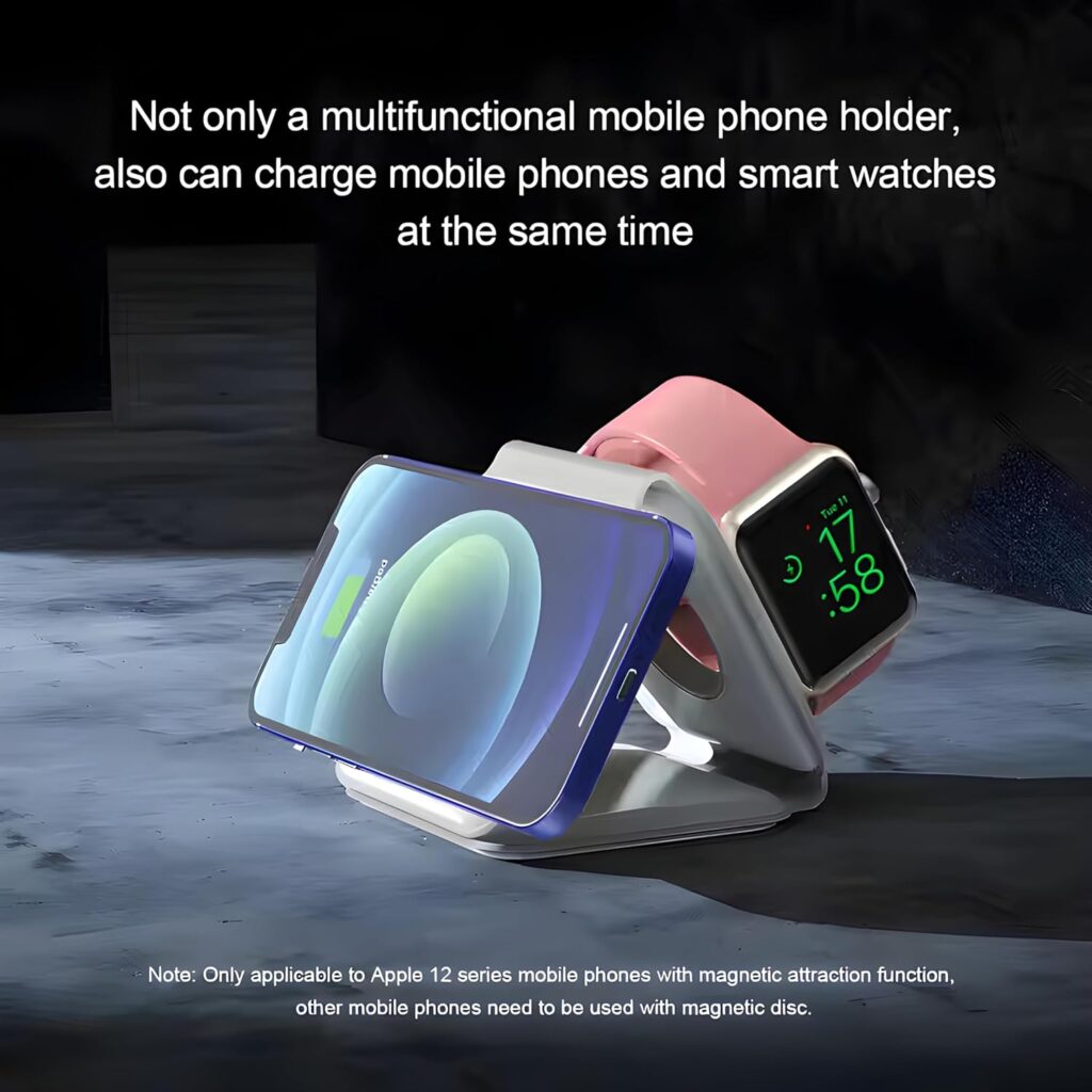 SMOKY Charging Station for iPhone - Wireless Charger 3 in 1 Foldable Magnetic Dock - Travel Charging Pad for iPhone 16 15 14 13 12 Pro Max Plus Watch