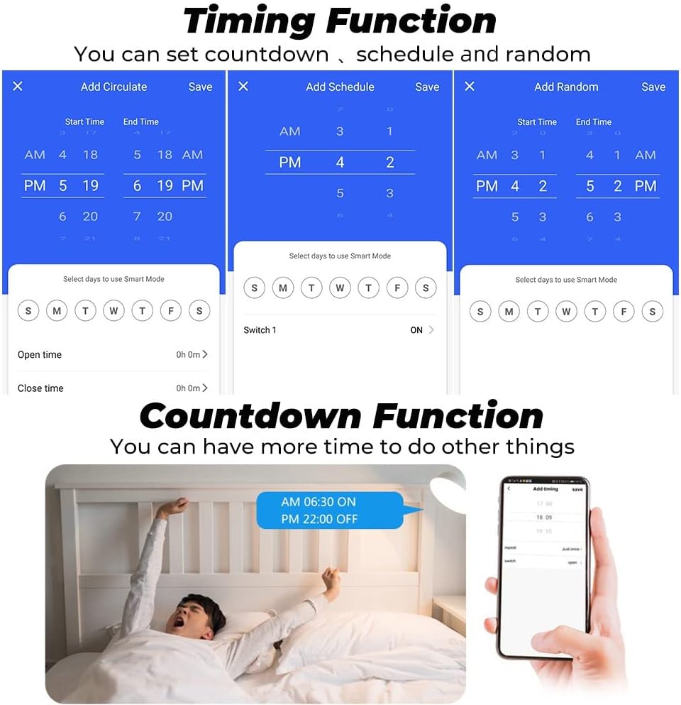 UanTii Tuya Wifi Smart Plug 20A Wireless Socket Mini Wifi Outlet Timing Schedule Function Smart Life App Remote Control Works with Amazon Alexa Google Home Siri Samsung Smart Things (1 Pcs)