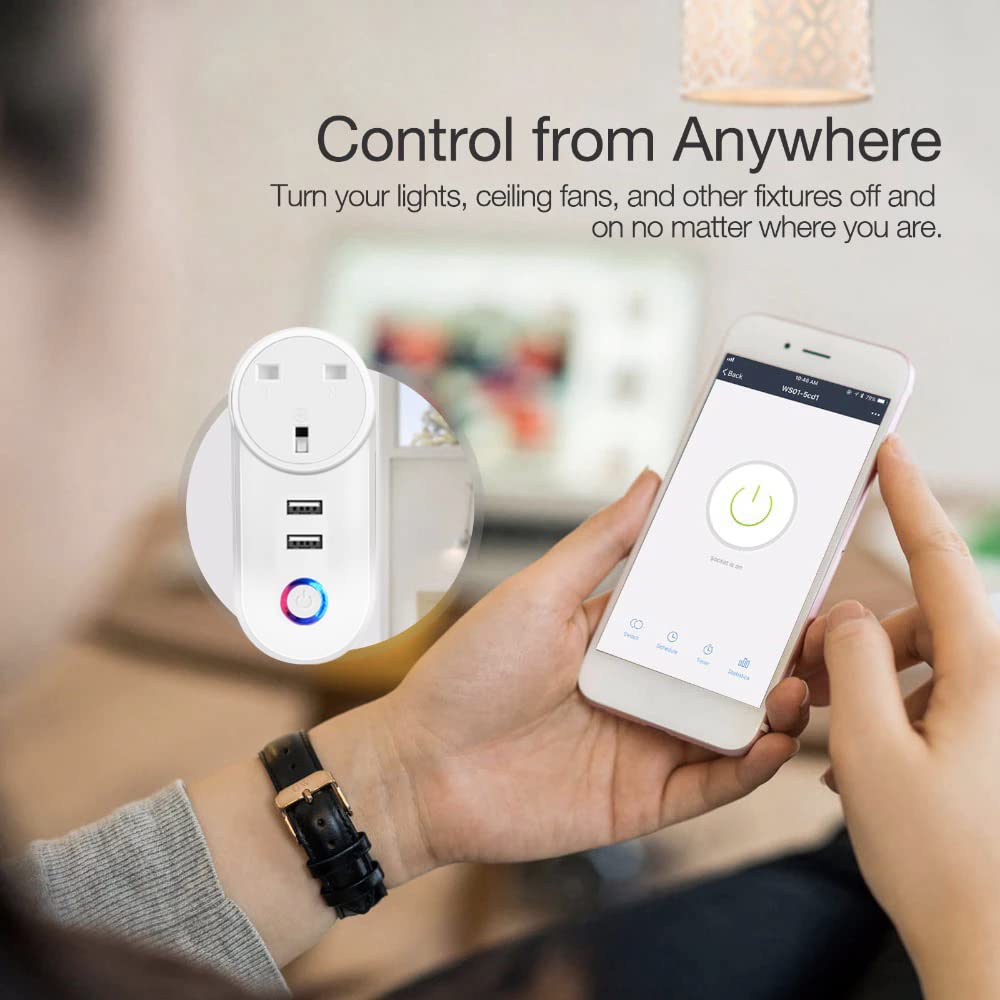 UanTii WiFi Smart Plug Tuya Smart Socket Timer Schedule Socket for Smart Home App Remote Control Compatible with Amazon Alexa Google Assistant Siri 16A