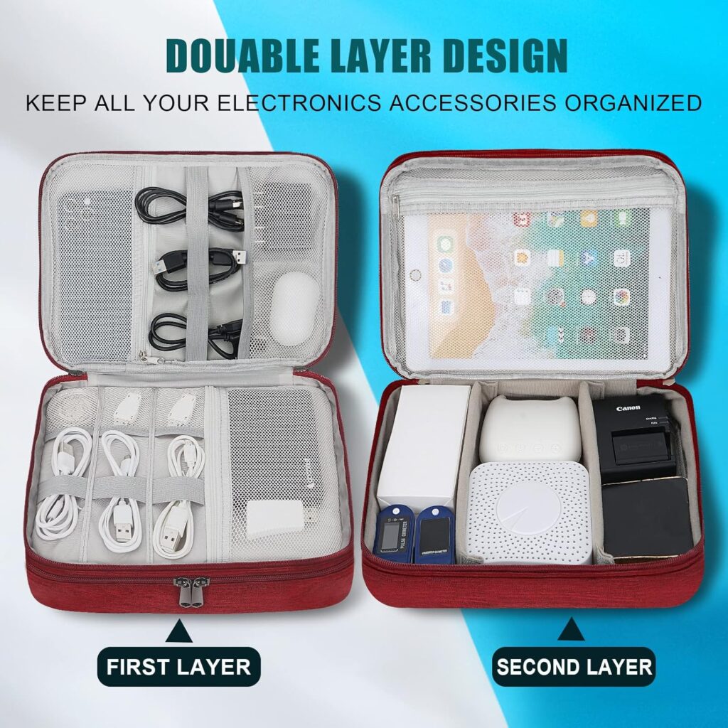 XINGXINRONG Electronic Organizer Travel Universal Cable Organizer Electronics Accessories Bag for Cable, Charger, Phone, USB, SD Card,1Pack