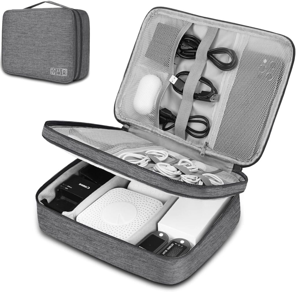 XINGXINRONG Electronic Organizer Travel Universal Cable Organizer Electronics Accessories Bag for Cable, Charger, Phone, USB, SD Card,1Pack