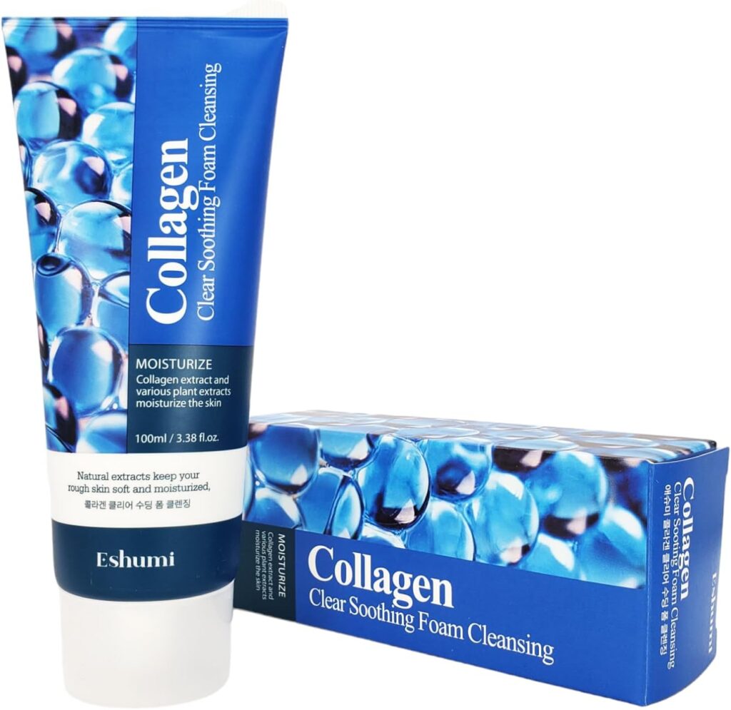 ESHUMI Korean product Collagen Clear Soothing Foam Cleansing is an innovative product characterized by its collagen-rich formula, which enhances skin hydration and helps in deep and gentle cleansing.