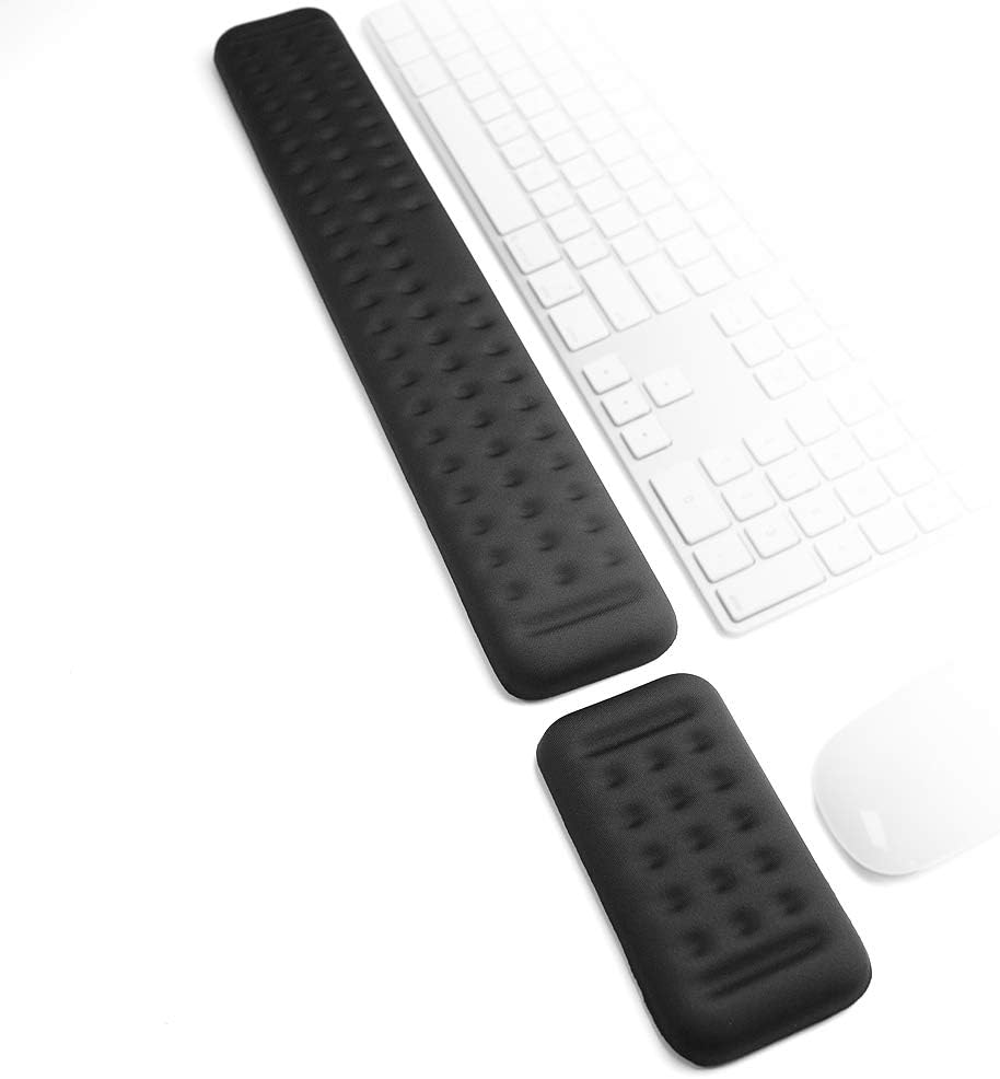 Memory Foam Keyboard Wrist Rest Pad and Mouse Pad with Wrist Rest, Ergonomic Hand Palm Rest Support, Memory Foam Pads Gaming, Computer, PC, Laptop, Mac Typing and Wrist Pain Relief (17.3 Inch, Black)