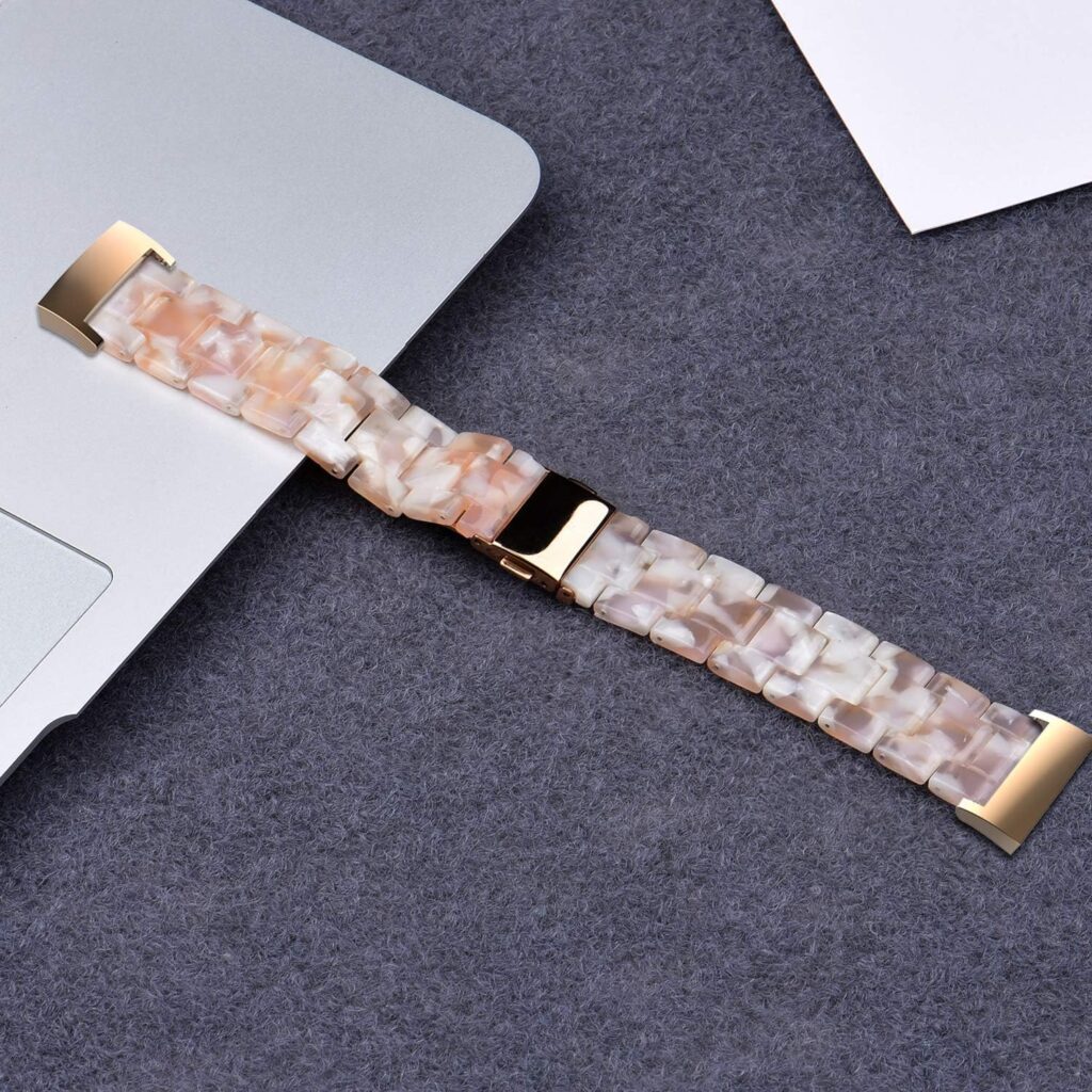 Wongeto Resin Bands Compatible for Fitbit Charge 4 / Charge 3 Bands and Charge 3 SE BandReplacement Wrist Accessory Rose Gold Buckle Fitness Bands Straps Bracelet Wristbands Women Men