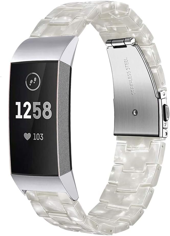 Wongeto Resin Bands Compatible for Fitbit Charge 4 / Charge 3 Bands and Charge 3 SE BandReplacement Wrist Accessory Rose Gold Buckle Fitness Bands Straps Bracelet Wristbands Women Men